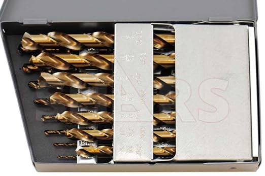 Shars 1/16-1/2" by 32nds 15 Pcs M35 Cobalt Heavy Duty Black & Gold Finish Jobber Drill Set 135° Point Angle 404-2205 P(