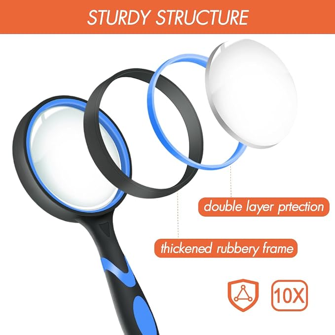 Leffis 4 Pack Magnifying Glass, 10X Non-Slip Handheld Reading Magnifier - Image 2