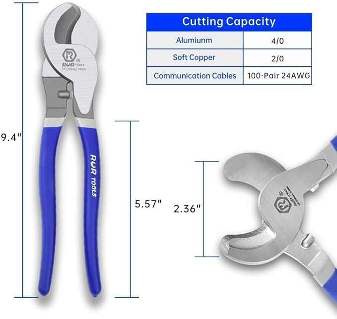 10.5 inch Cable Cutters for Steel - Wire Cutters for Hard Wire Ropes,Industrial Strength,Comfort Grip Handle,Ideal for Firefighter Tools (10.5-inch)