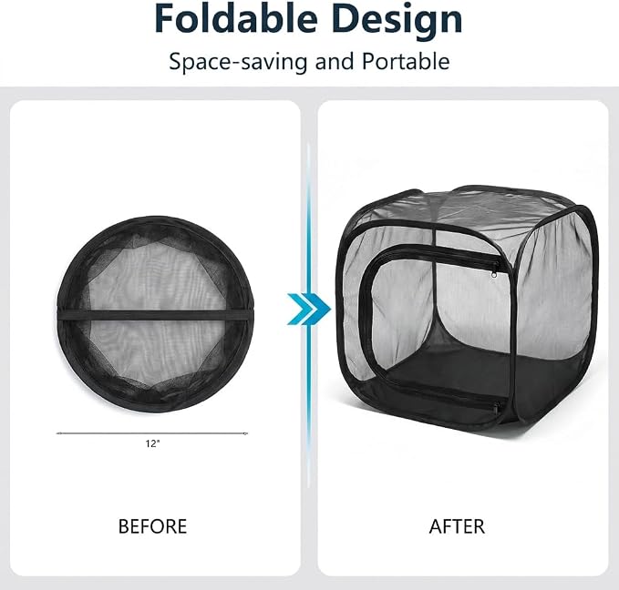 Insect & Butterfly Habitat Cage, Portable Pop-Up Terrarium - Image 5
