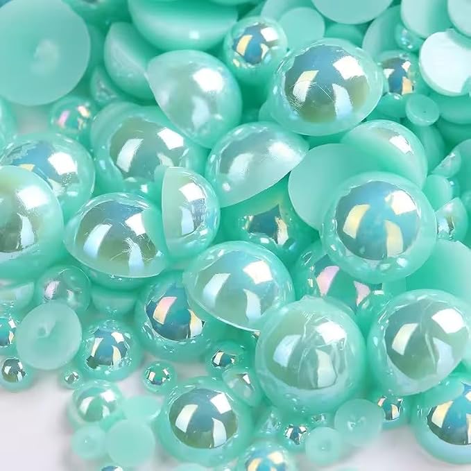 1000PCS Mixed Sizes 3/4/5/6/8/10mm Flatback Half Round Pearls Gems by Unknown