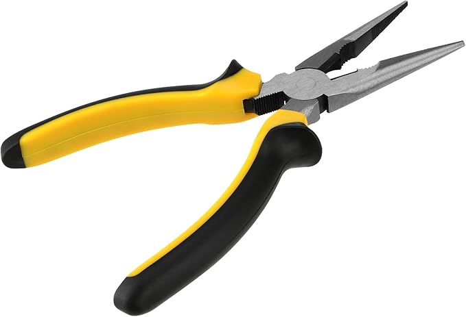 SINJEUN 10 Pack 8 Inch Needle Nose Pliers, Long Needle Nose Pliers with Wire Cutter, Insulated Handle Side Cutting for Cutting and Bending Wire
