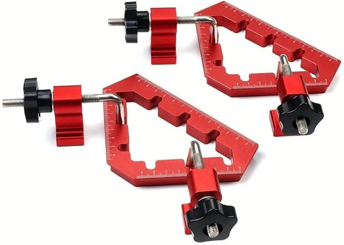 Clamping Squares For Woodworking 45/90 Degree Clamp Triangle Right Angle Clamp, 90 Degree Corner Clamp, Aluminum Alloy Red 6PCS