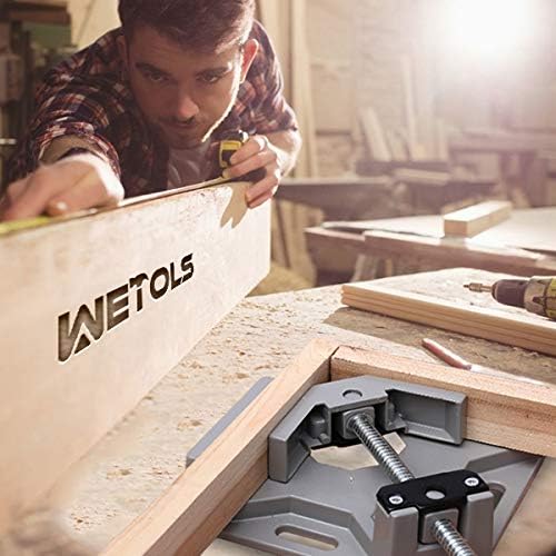 WETOLS Corner Clamp for Woodworking 4PCS 90 Degree Right Angle Clamp with Adjustable Aluminum Alloy Swing Jaw, Single Handle Clamps for Woodworking, Photo Framing, Gifts for Men Dad