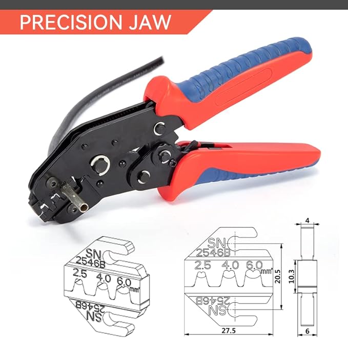 HKS Solar PV Cable Crimping Tool for Solar Connectors, AWG14-10 (2.5/4/6mm²) - 7 Inch Small Piler