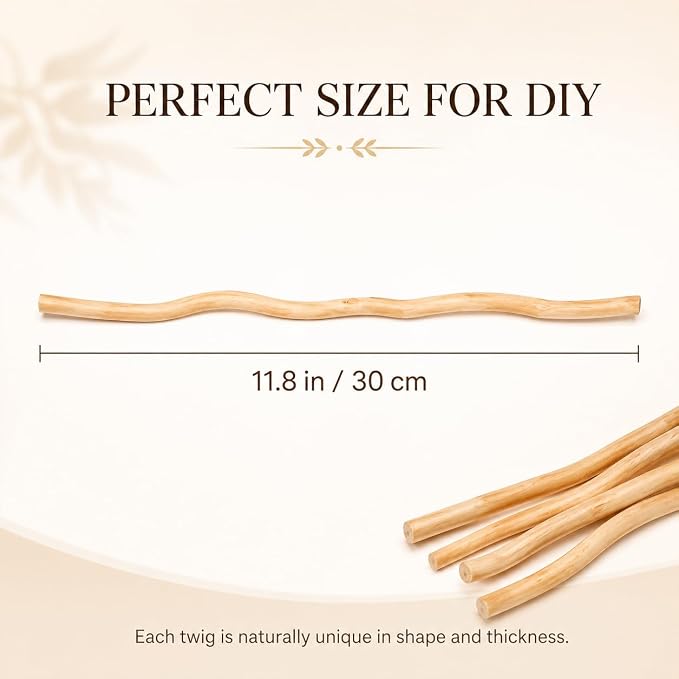HOMSFOU 50Pcs Natural Wavy Wood Sticks - Image 2
