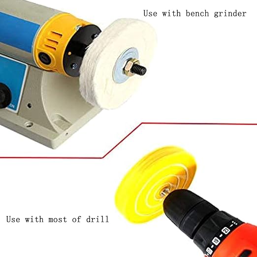 Luo ke 5 Inch Polishing Wheel for Bench Grinder - 2 Pcs Buffing Wheel (50 Ply), 10mm Arbor Hole Cotton Sanding Wheel