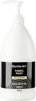 Shuttle Art White Fabric Paint, 33.8 oz Large Bottle by ShuttleArt