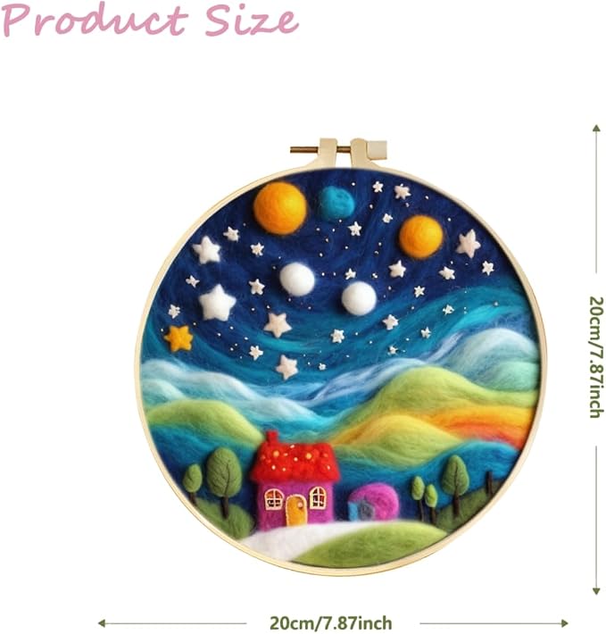 CaptainCrafts Needle Felting Kit, Wool Felt Supplies, Embroidery Hoops - Image 2