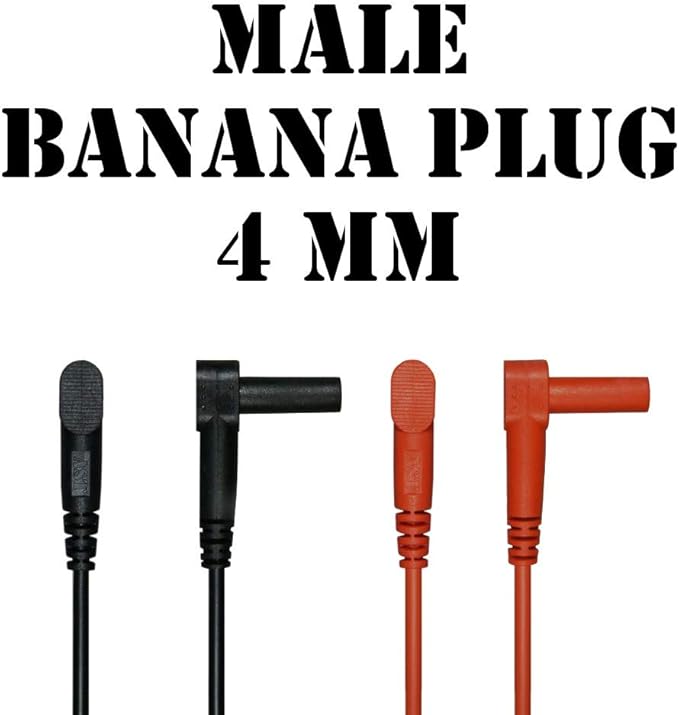 Test Leads SILICONE Alligator Clip Bed of Nails to Banana Plug Male Right Angle (36 inches)