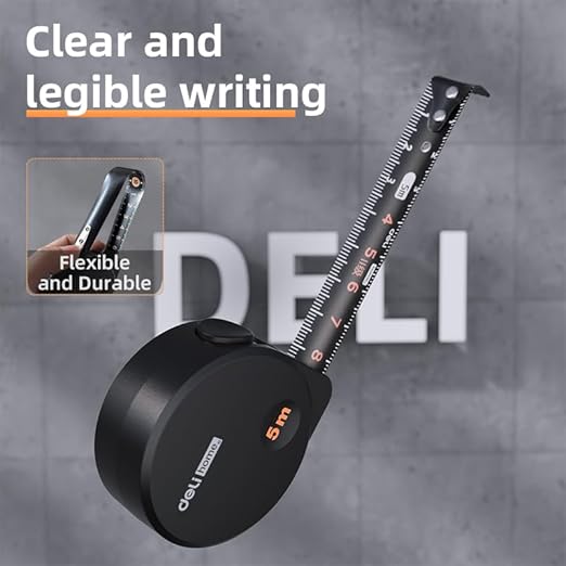 DELI Tape Measure 10ft/3m, Small Tape Measure Retractable Mini Measuring Tape Easy Read with Metric/Inch，Minimalist Design, Precise Measurement, Heavy Duty, Anti-Slip Back, Anti-Rust & Anti-Scratch