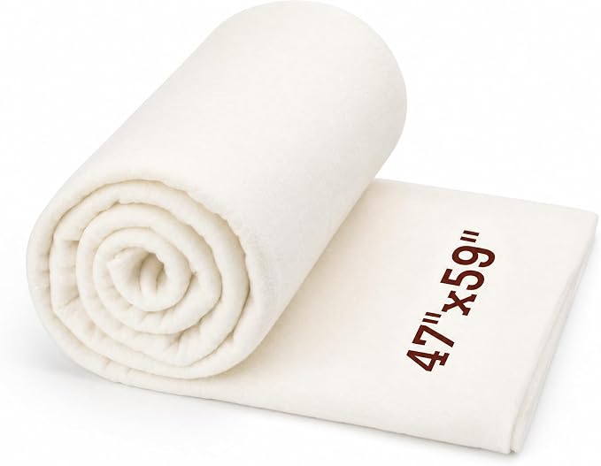 Natural Cotton Batting, Cotton Quilting Batting, 47 x 59 Inch Natural Cotton by KAQRHFT