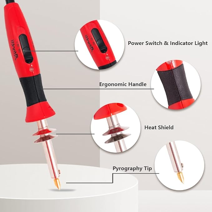 Wood Burning Pen Leather Pyrography Tool Burner Kit | 26 Letters | Temperature - Image 2