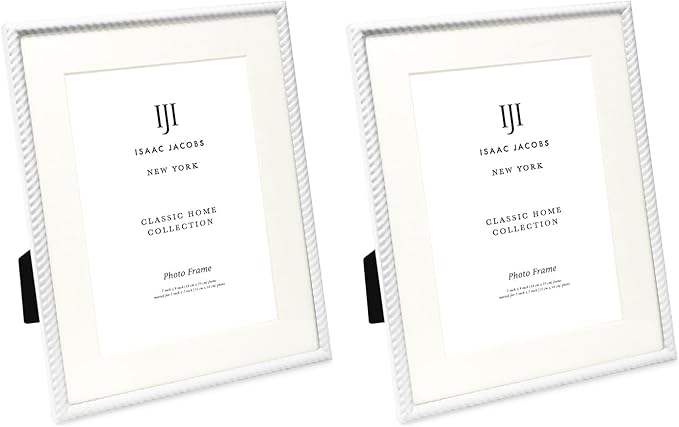Isaac Jacobs 7x9 White Metal Rope Border Picture Frame, Horizontal & Vertical by IsaacJacobs