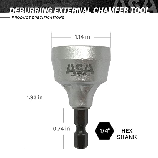 ASA Tools Deburring External Chamfer Tool, with HSS Blade, Deburring Drill Bit, Remove Burr Tools Quick Release Shank Fits for 1/8"-3/4"(3mm-19mm)