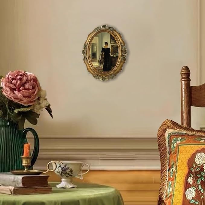 SIKOO Vintage Picture Frames 5x7 Oval Picture Frame Tabletop and Wall Mount - Image 4