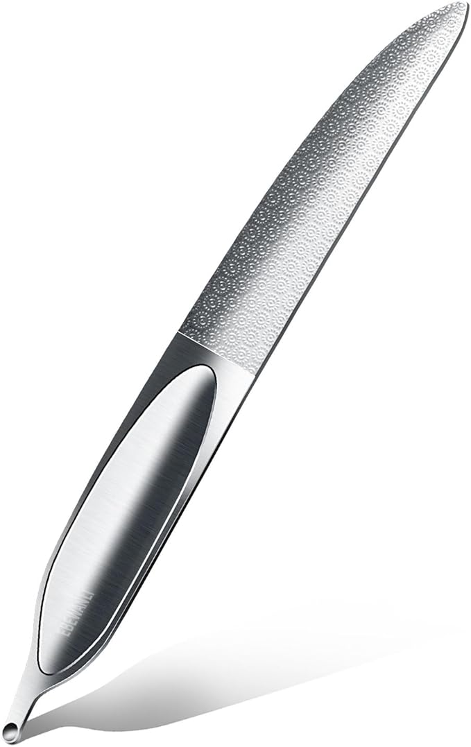 Curved Nail File, Toenail File for Thick Toenails, 4.9inch Double Sided Metal Nail File, Stainless Steels Toe Nail Files for Thick Nails, Heavy Duty Fingernail File for Men and Woman