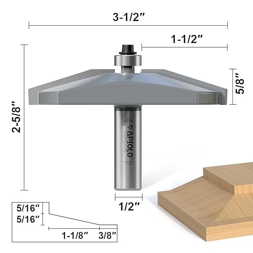 Professional Bevel Raised Panel Router Bits 1/2 Inch Shank for Making Cabinet Door and Cove-Cut, 3-1/8 Inch Diameter, Shaker Raised Cabinet Door Making Frame Panel Design Router Bits