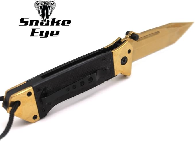 Snake Eye Tactical Heavy Duty Every Day Carry Folding Pocket Knife (Gold)