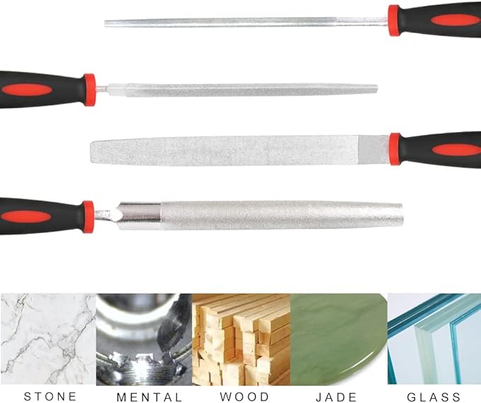 YKLP 8inch Diamond Coated Round File Plastic Handle Hand Tools for Grinding on Glass, Stone, Marble, Rock, Bone 120 Grit2