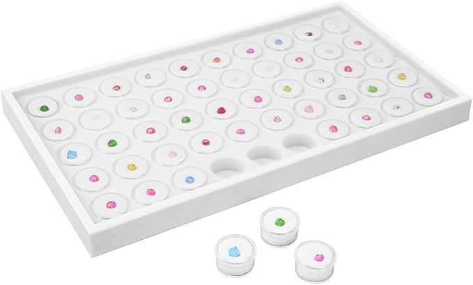 Ikee Design 50 White Foam Gem and Bead Storage Jars Showcase Stackable Display by IkeeDesign