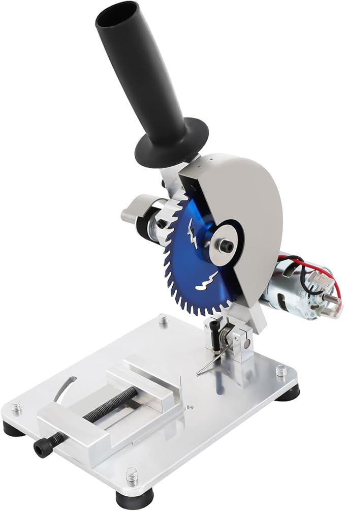 96W Portable Tabletop Saw, 9000 RPM Mini Miter Saw, Versatile Manual Chop Saws, Mini Miniature Table Saws, 0-45° Adjustable Angle Cutter with Protective Cover & 2 Blades