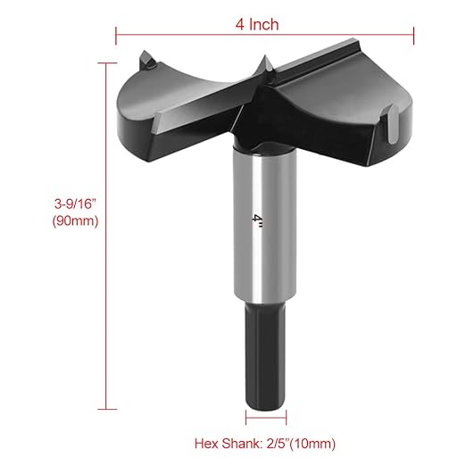 ASNOMY 4 Inch Forstner Drill Bit, Carbide Tipped Forstner Bit for Hard Wood, Wood Drilling Hole Saw Set Woodworking Hinge Cutter Tool Kits for Plastic Plywood