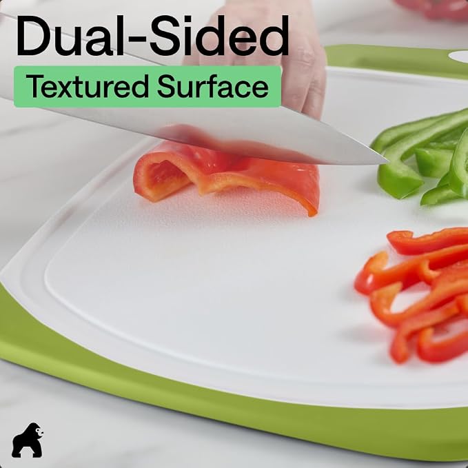 GORILLA GRIP BPA-Free Reversible Kitchen Cutting Board Set of 3, US Designed - Image 6