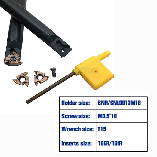 Lather Threading Tool Bit Set External Internal Threading Boring Bars Turning Tool Holders with 11IR AG60 16ER 16IR AG60 Carbide Threading Inserts (2pcs Boring Bars + 16ER IR AG55)