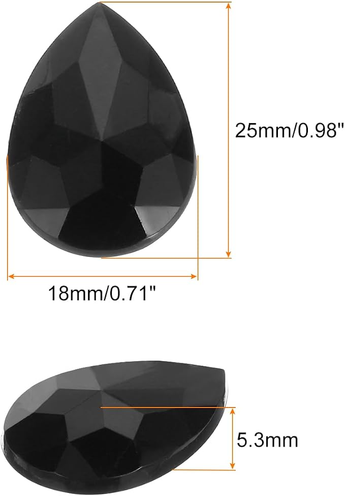 MECCANIXITY 50PCS Flat Back Acrylic Teardrop Gems 18x25mm Artificial Rhinestones - Image 2