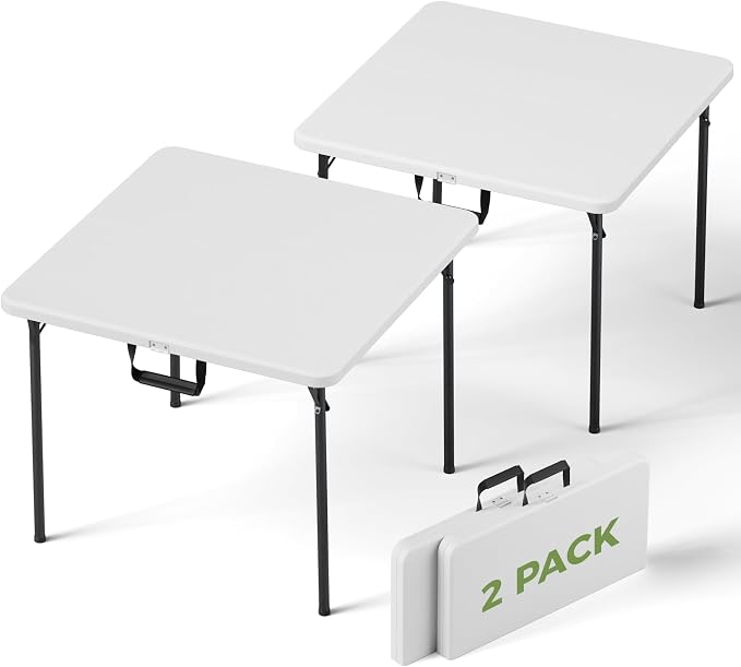 Folding Table 2 Pack, 36 Inch Square Foldable Card Tables, No Assembly Portable by FoldingFurniture