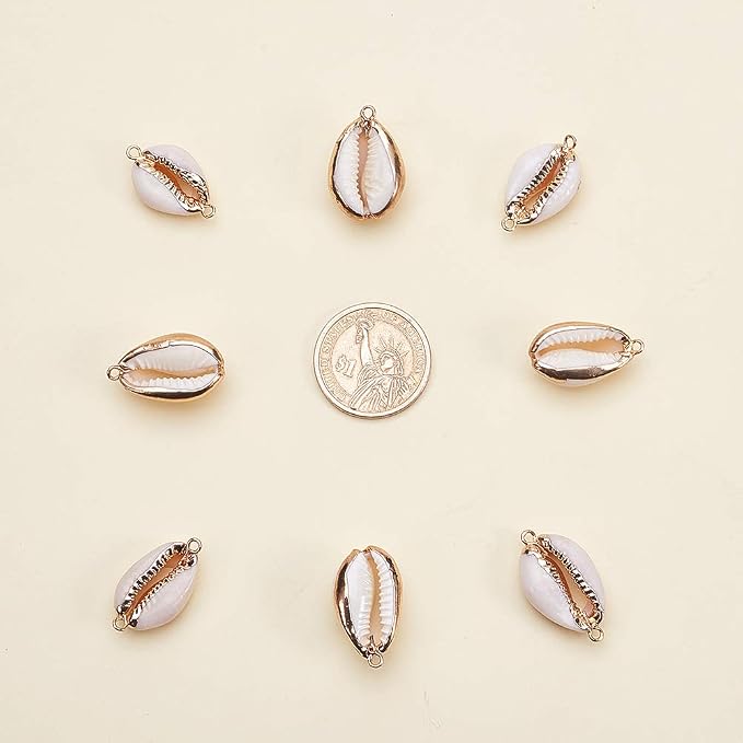 SUNNYCLUE 1 Box 10Pcs Oval Ocean Beach Spiral Seashells Craft Charms Connectors - Image 5