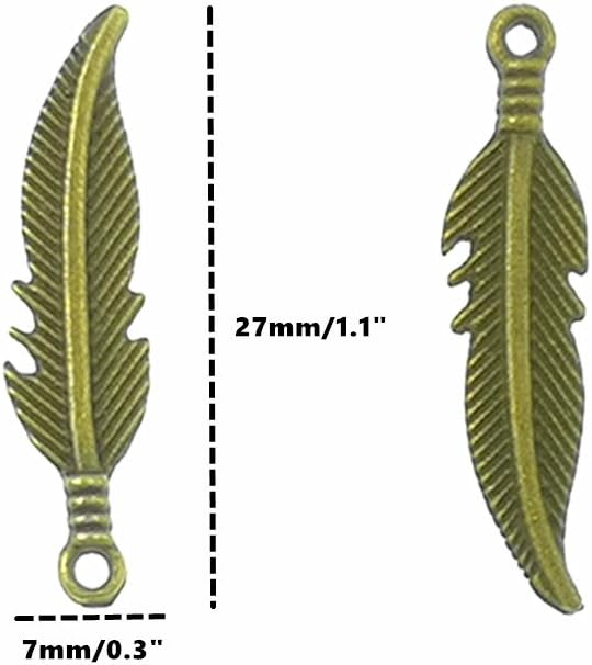 ALIMITOPIA 100pcs Alloy Feather Charms Pendants Easter Angel Wing Feather - Image 2
