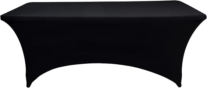 2-Pack 8ft Black Spandex Table Covers - Image 7