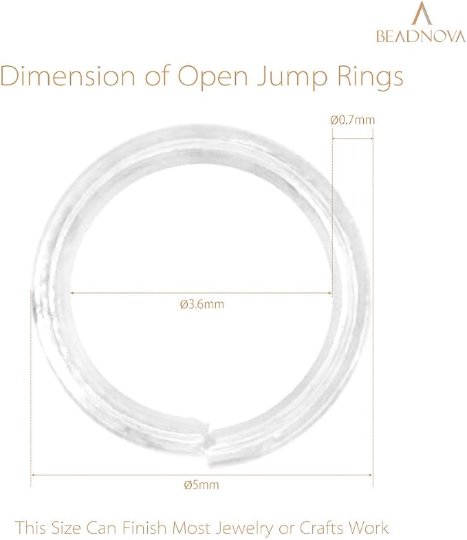 BEADNOVA 5mm Jump Rings for Jewelry Making Silver Open Jump Rings for Earrings - Image 3