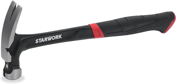 20 oz Hammer with Comfort Grip, Nailing Hammer Steel Head Steel Handle, AntiVibe, Rip Claw