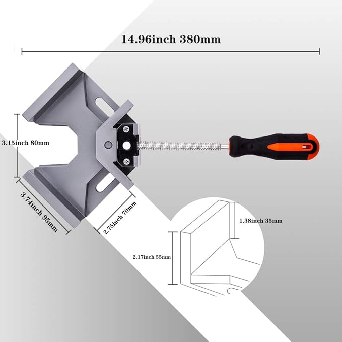 2pcs Corner Clamp - Right Angle 90 Degree Wood Clamps For Woodworking, With Adjustable Swing Jaw Aluminum Alloy Frame, For Welding, DIY Woodworking