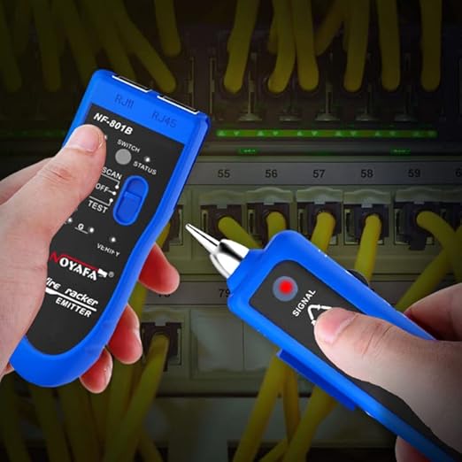 NOYAFA Network Cable Tester, RJ11 RJ45 Network Tester for Telephone, Ethernet, Video, Tone Generator, Metal, Ethernet Cable Tester Cable Toner with Earphone Flashlight