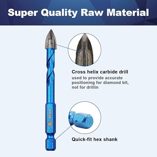Masonry Drill Bit BRSCHNITT 10pcs Carbide Tips Concrete Drill Bit Set for Pots Bottles Ceramic Tile Glass Brick Ceramic Hex Shank