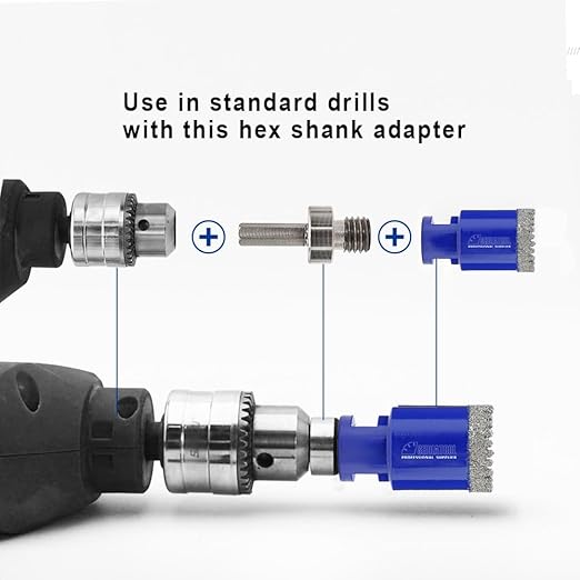SHDIATOOL Diamond Drill Core Bits Kit Hole Saw Sets Diamond Drill Mould Guide for Drilling Porcelain Tile Marble Ceramic Granite with Hollow EVA Guide Jig 10pcs(6/8/10/35/50/65/10/25mm/2inch/HEX)
