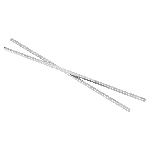 uxcell 2 Pcs Square Steel Key Stock, 3/16" x 3/16" x 12" Cold-Drawn 45# Steel Bars Precision Key Stock for Gearbox Coupling, Silver Tone