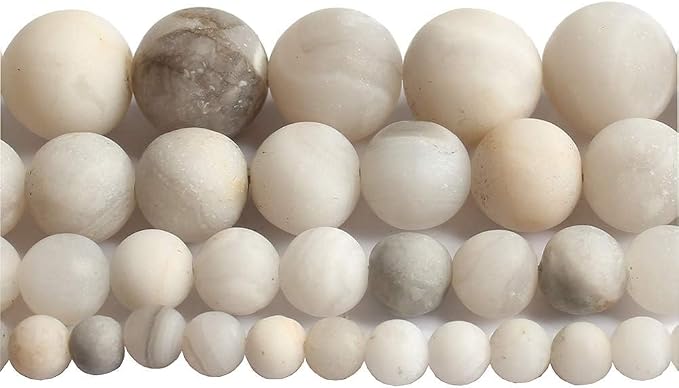 48pcs Natural Matte White Chrysocolla Gemstone Beads，8mm Frosted Round Loose - Image 7