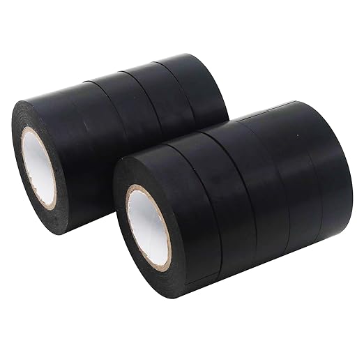 QILIMA Black Electrical Tape, 3/4 in x 66ft, Industrial Grade Electrical Tape Electric Super Vinyl,10-Pack