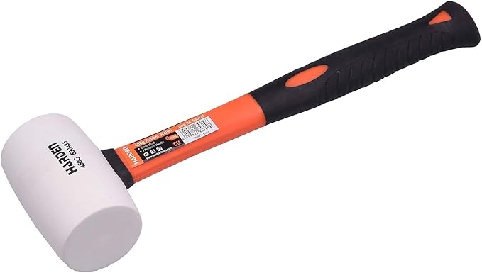 2-Pack 16oz Rubber Mallets (Black & White Head) – Professional Grade Rubber Mallet Set with Fiberglass Handles and Ergonomic Anti-Slip Grip – Ideal for Tile, Pavers, Flooring, and Construction Work