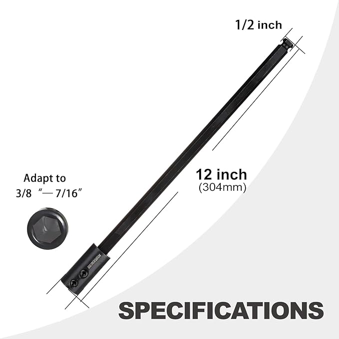 Tools Hole Saw Extension Chuck, 12-Inch x 1/2-Inch Hex Shank Reducing Locking Impact Extension