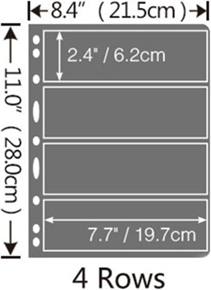 MUDOR Stamp Pages for Stamp Collection Album Binder Book, 10 Sheet 4 Rows | - Image 3
