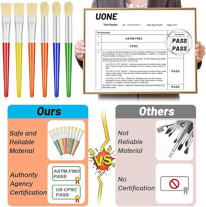 10Pcs Paint Brushes for Kids, Anezus Kids Paint Brushes Toddler Large Chubby - Image 2