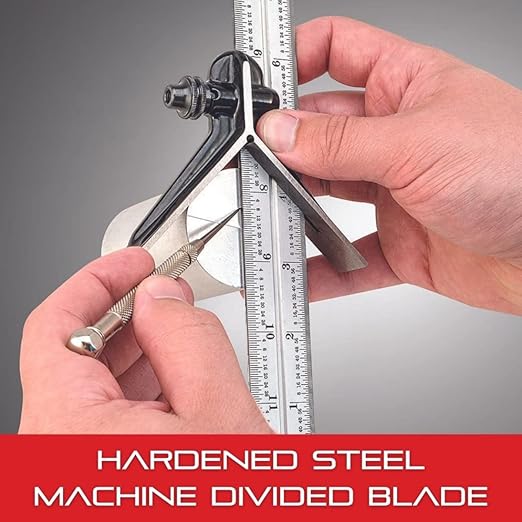 Starrett Steel Combination Square with Square Head and Center Head - 6" Blade Length, Forged and Hardened Steel Heads, Reversible Lock Bolt, Scriber, 4R Graduation Type - C33HC-6-4R