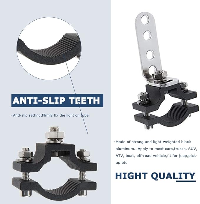 Light Bar Motorcycle Bracket 1.2 Inch Motorcycle Bicycle Mount Bracket Car Bull Bar Holder Clamp Offroad Tube Clamps Mounting Brackets for LED Work Lights(18-30mm)