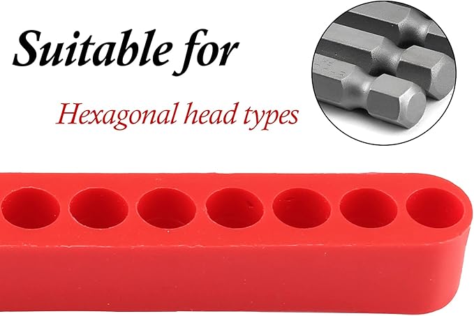 20Pcs 15 Holes Hex Shank Screwdriver Bit Holder, Plastic Screwdriver Head Storage Case, Drill Bit Storage Case, Screwdriver Head Holder Organizer Fit for 1/4 Inch Hex Shank, Red